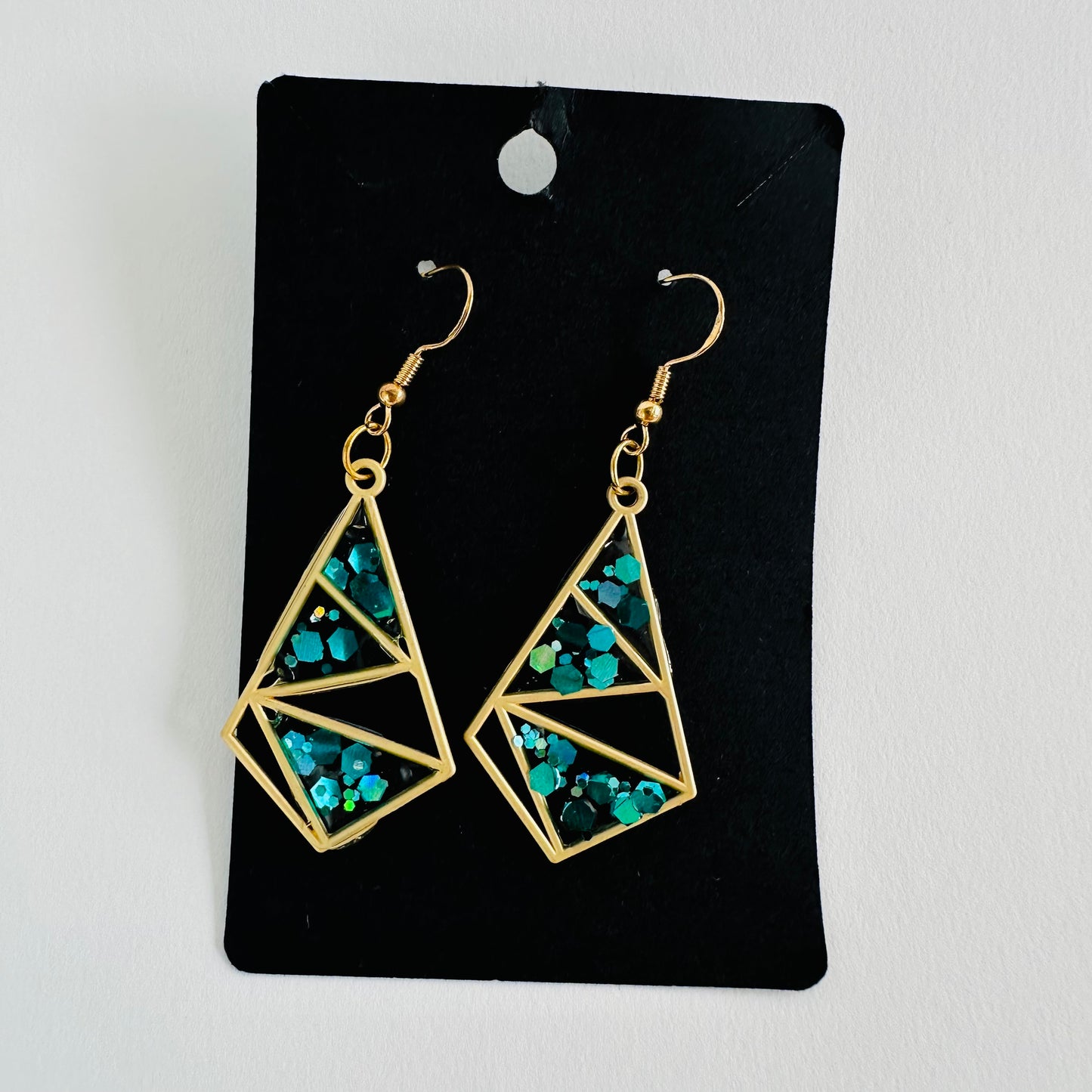 Blue Artistic Rein Glitter Earrings