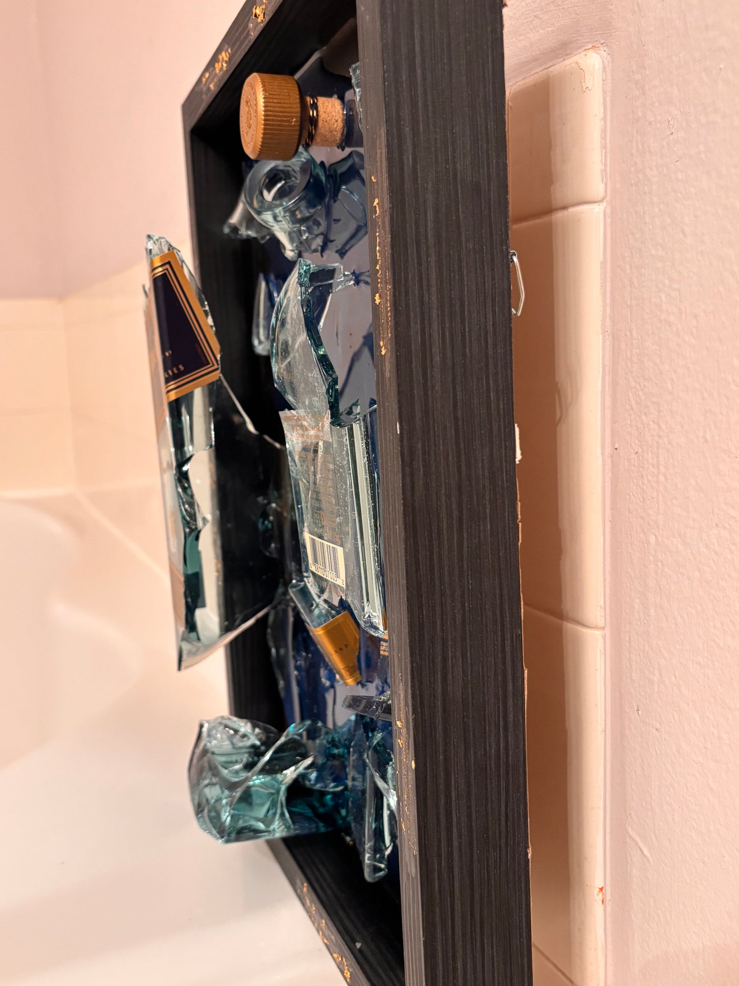 Blue Label Johnnie Walker • smashed bottle wall decor