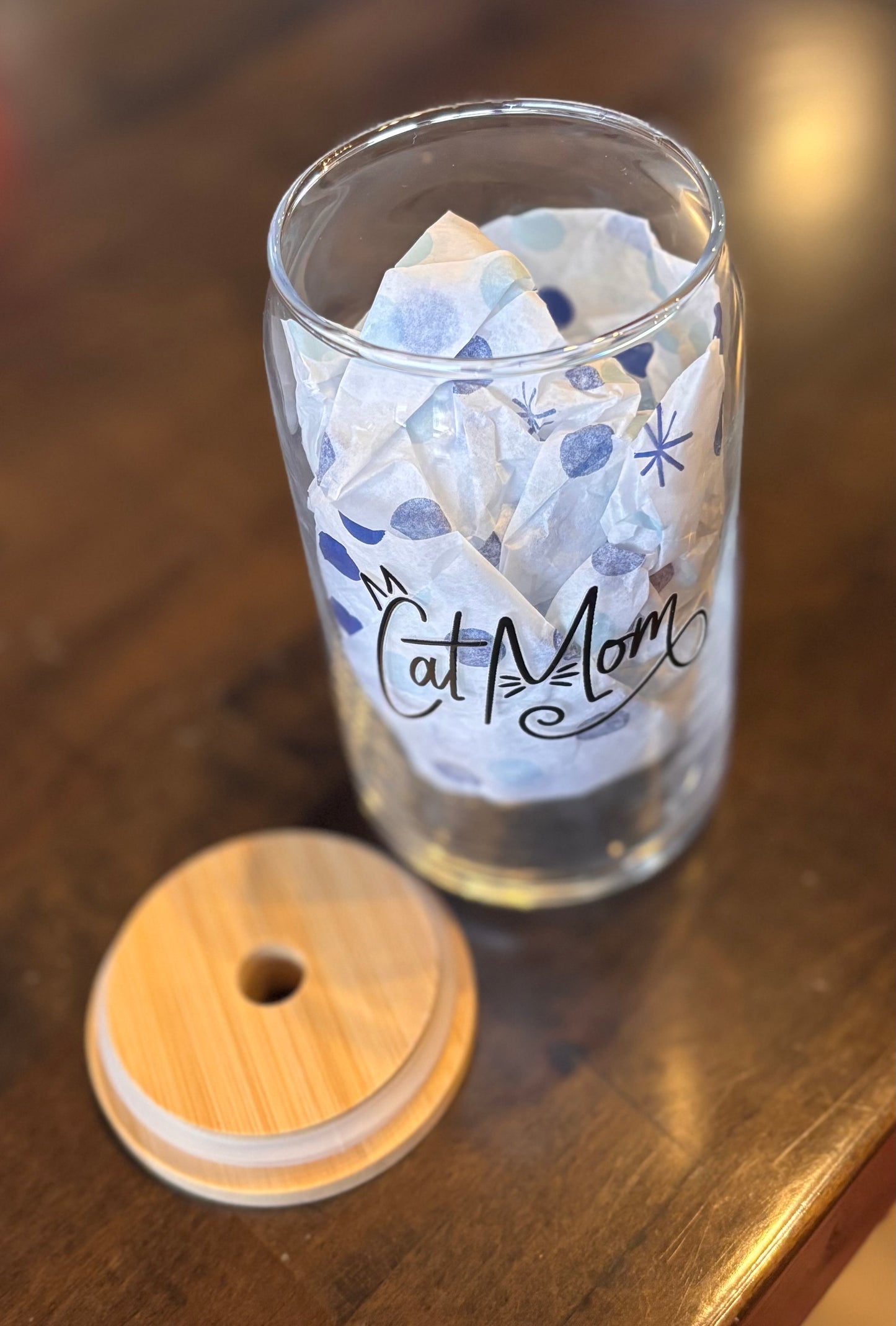 Cat Mom inspired glass cup