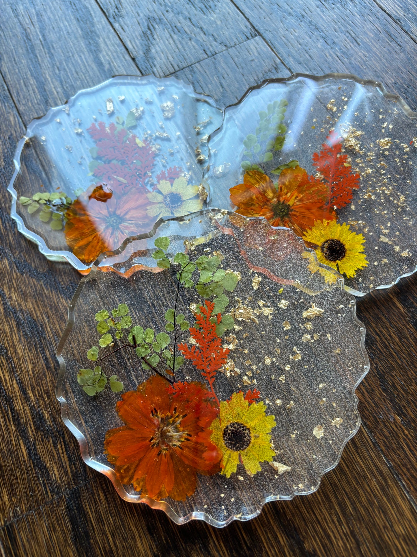 Fall vibes real flower coasters