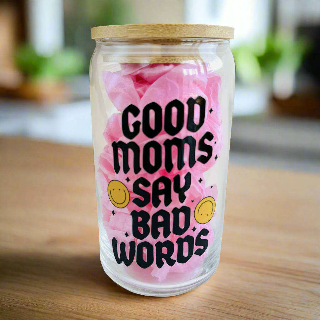 Good moms say bad words lidded cup