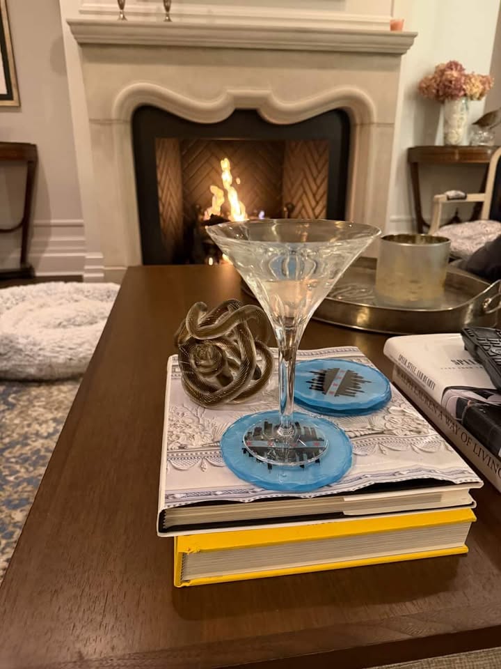 Chicago Skyline & Stars Resin Coasters