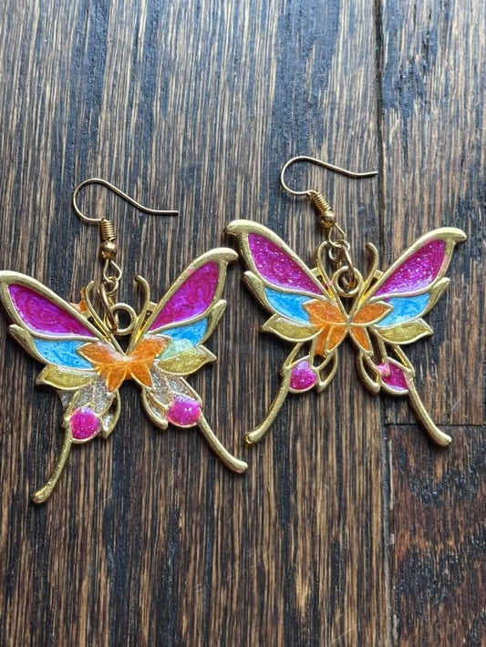 Multicolor Butterfly Earrings