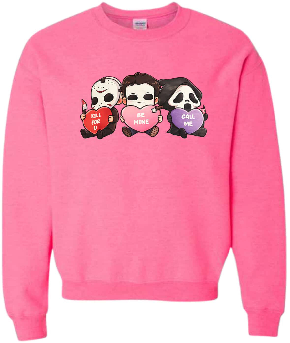 Retro Halloween movie & Valentine hearts - crewneck