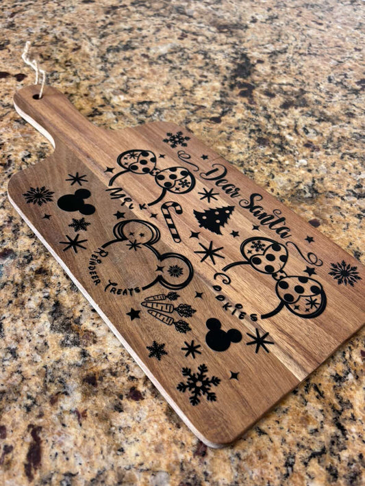Dear Santa Disney themed- Serving Tray | Cutting Board | Charcuterie | Mickey Mouse