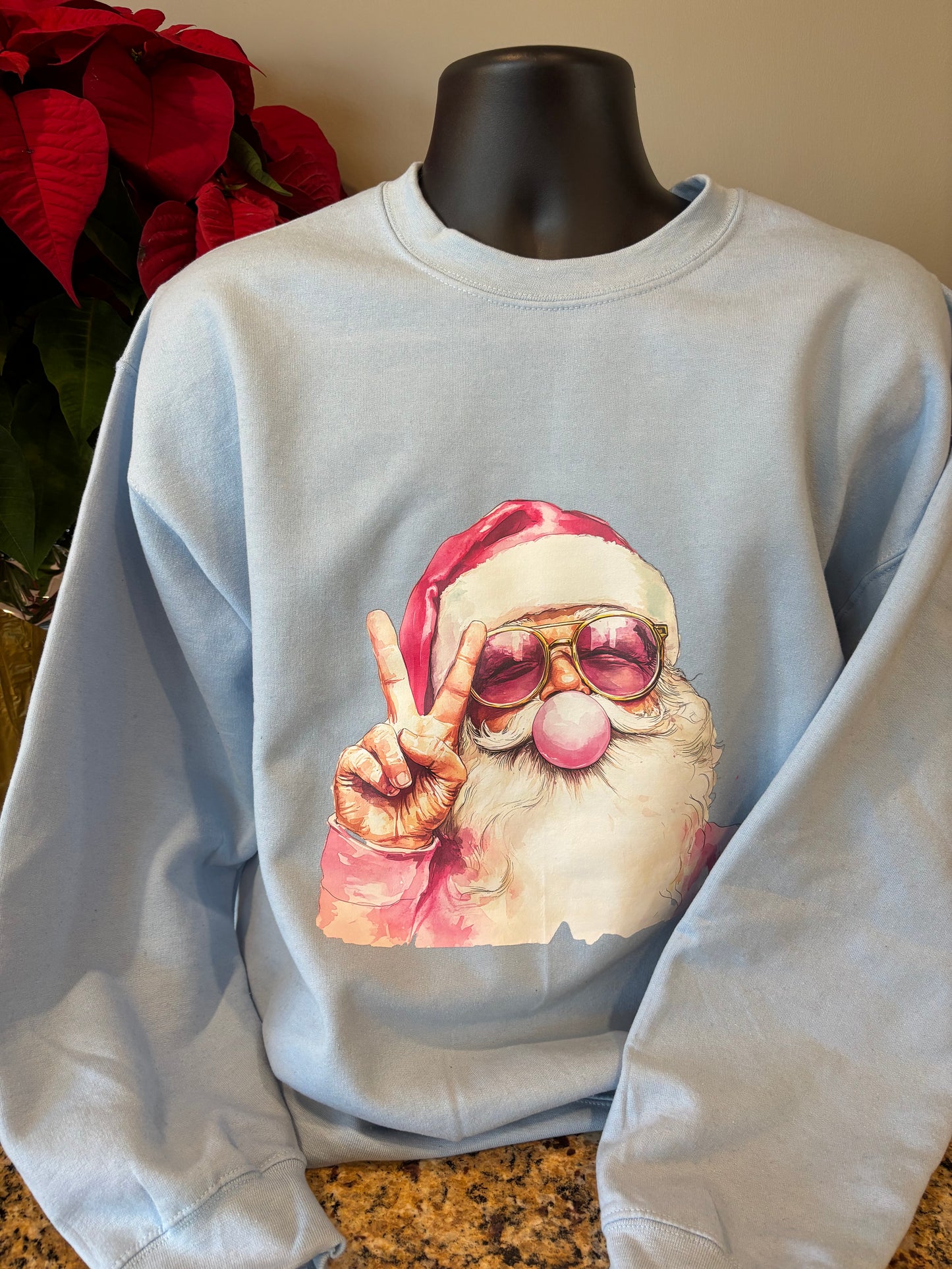 Santa with bubble gum & ✌🏾 crewneck