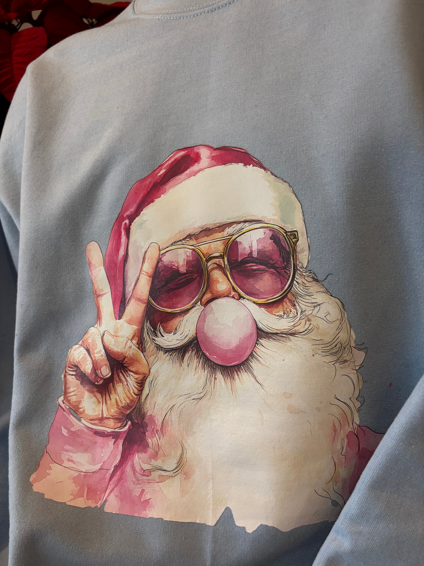 Santa with bubble gum & ✌🏾 crewneck