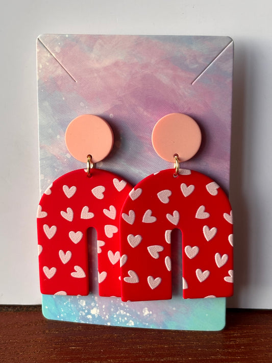 Valentines Day Heart Clay Earrings - hypoallergenic