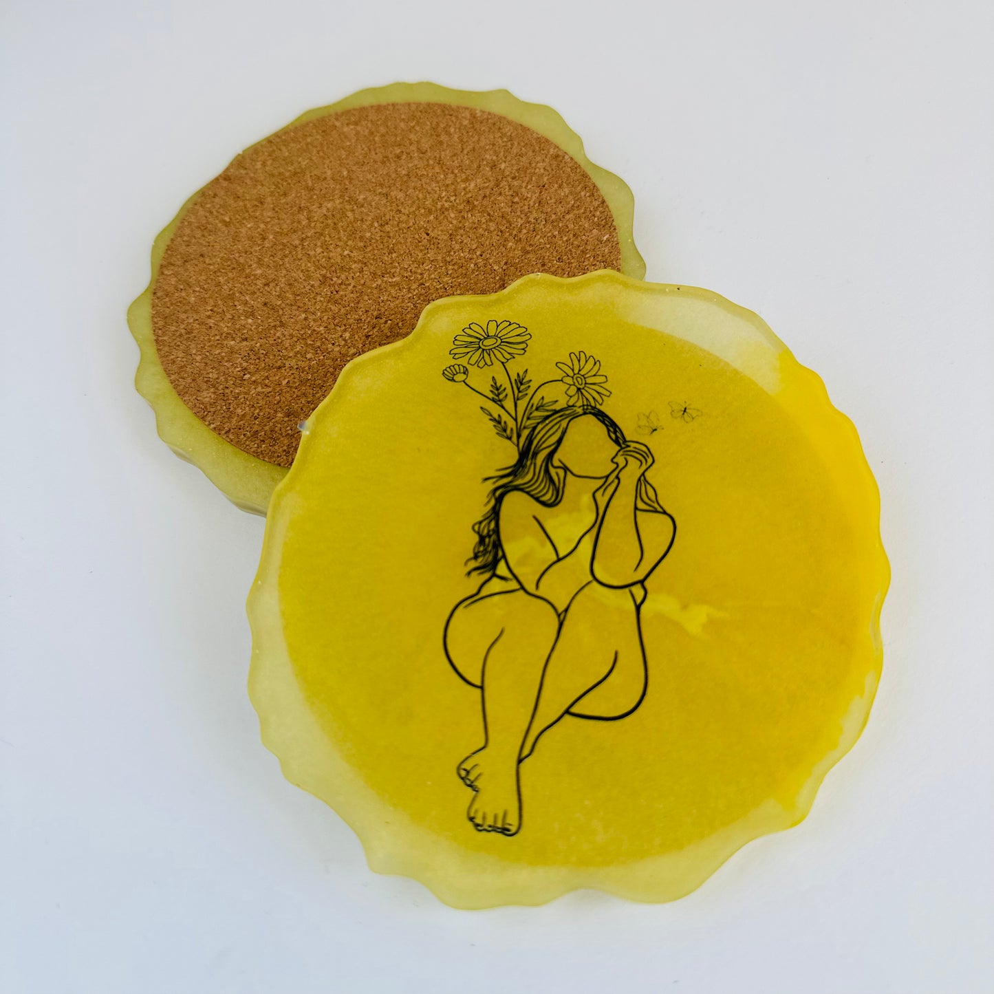 Lady with Flowers Resin Coaster