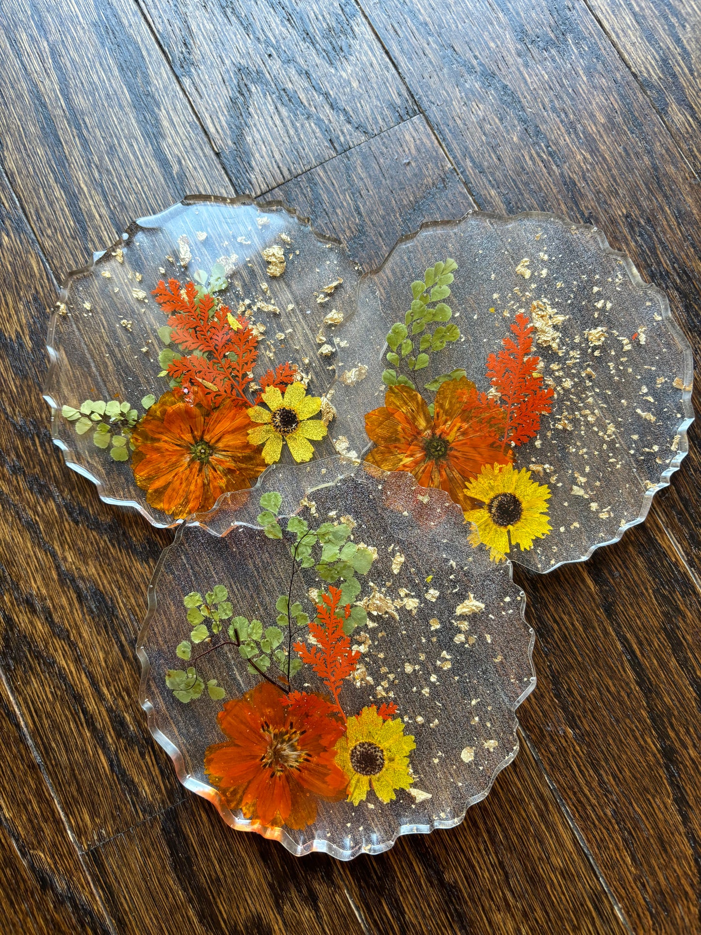 Fall vibes real flower coasters